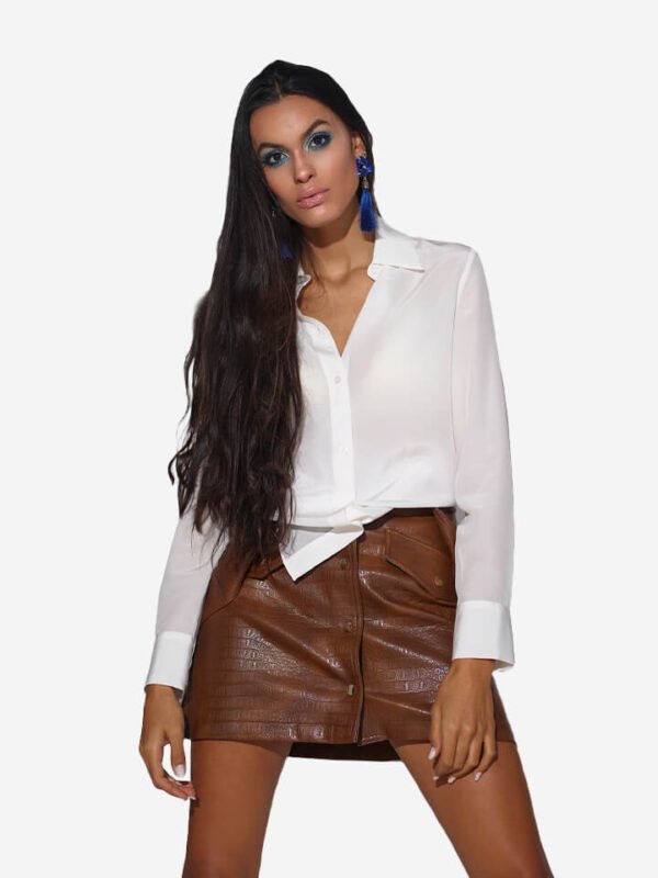 Camisa larga de seda blanca